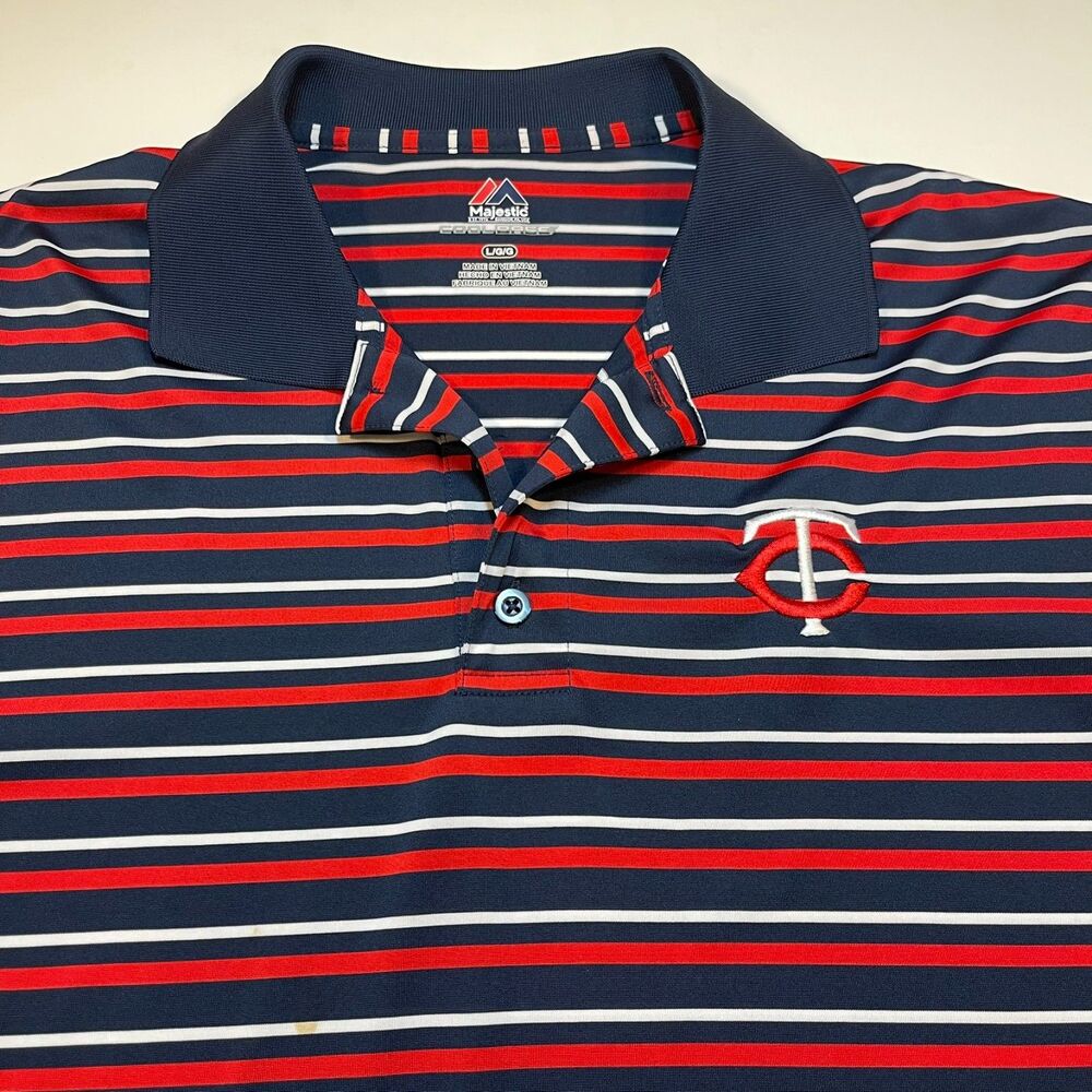 Minnesota Twins MLB Baseball Polo Shirt Sz Mens L Majestic Cool Base